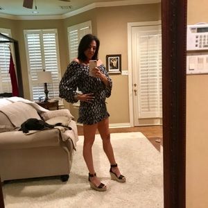 Eberjey Navy Blue and White Printed Shift Dress